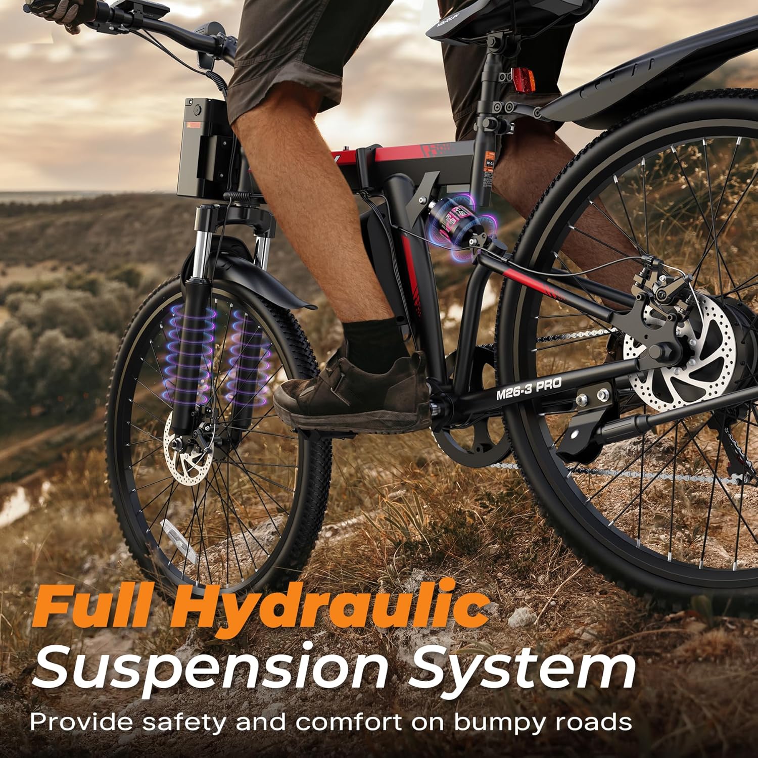 VARUN Electric Bike - 26'' Folding Ebike Peak 750W Motor 20MPH Up to 50 Miles,48V Removable Battery, All Terrain E-Bikes with Dual Disc Brakes & Full Suspension,UL2849 Certified by SGS