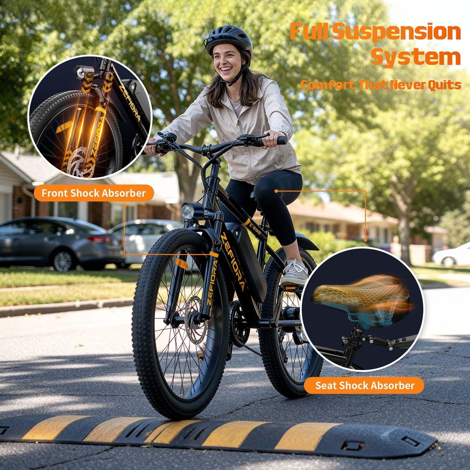 26“ Electric Mountain Bike, 1000W Peak Mountain Ebike, 48V 10AH Removable Battery, 20MPH & 45Miles PAS Range, 7-Speed, Electric Bicycle for Commute City Sand Snow