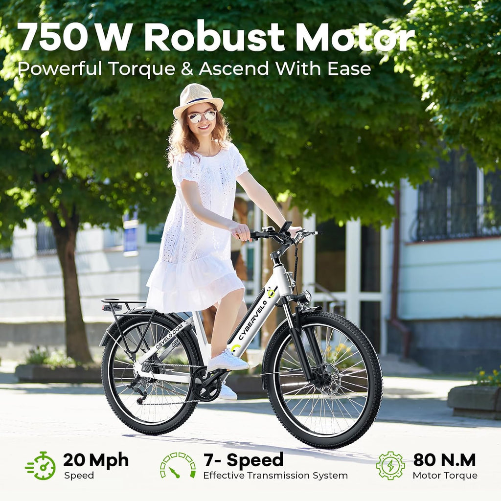 Electric Bike for Adults, with 1000W Motor,48V Removable Battery,60Miles,20MPH,Electric Commuter Bike for Women/Man,UL2849 Certified,7 Speed,Step-Thru Ebike
