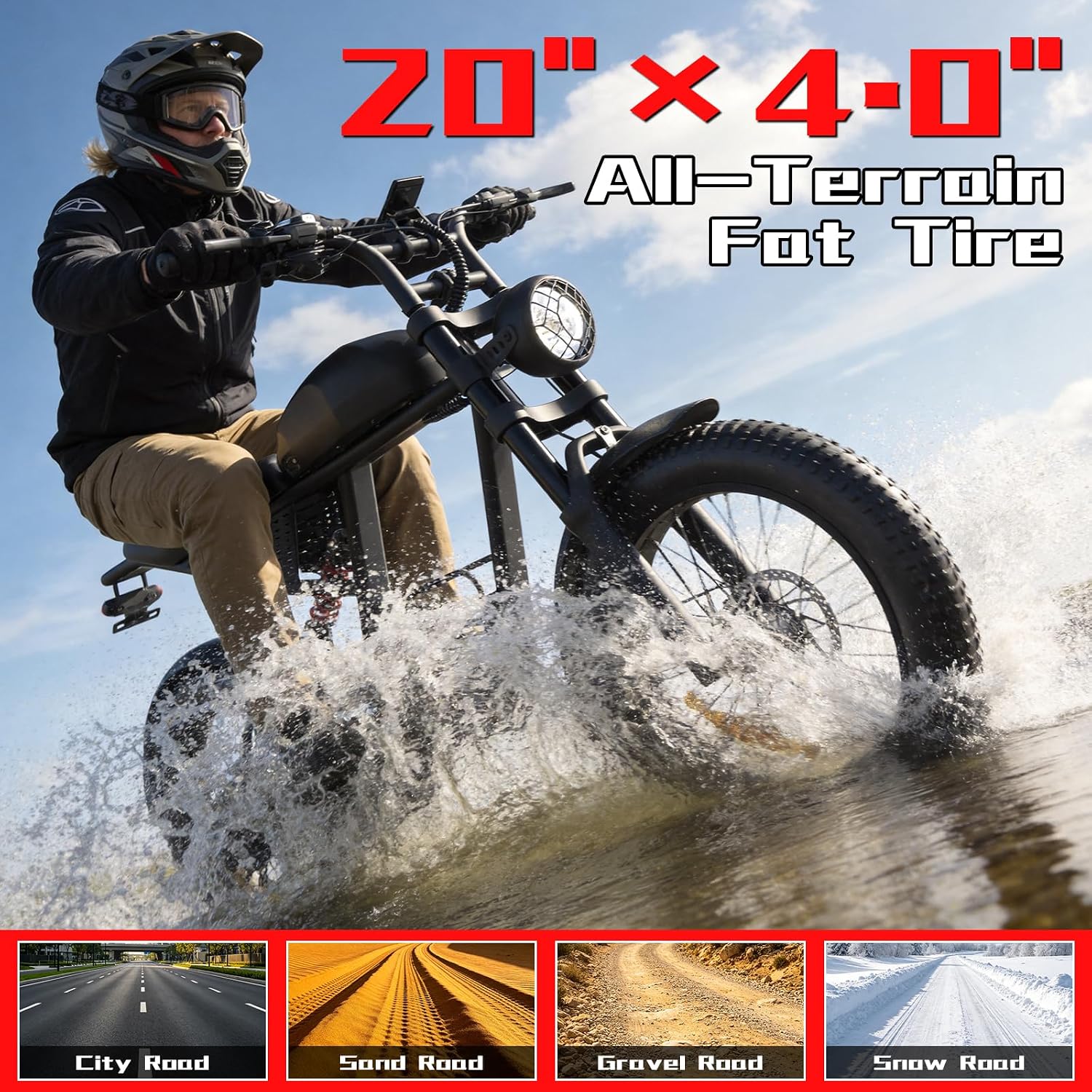 Electric Bike for Adults, 1000W Peak Motor, 30-35 MPH Top Speed, 40-60 Miles Range, 48V 15Ah Removable Battery, 20" Fat Tire, Full Suspension, UL 2849 Certified, All-Terrain EBike