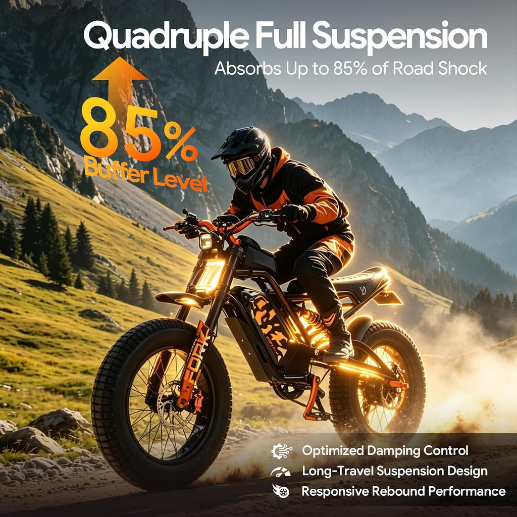 Electric Dirt Bike for Adults & Teens – 1500W Off-Road Motorcycle with 32MPH Top Speed & 50-Mile Range, 48V 20Ah Removable Battery, Full Dual Suspension, Dual Disc Brakes, Smart LCD Display