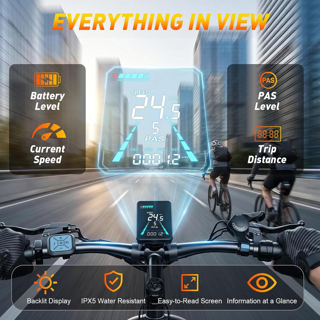 Electric Bike for Adults, 26" Mountain Ebike, 1000W Peak Motor, 48V 10Ah Removable Battery, 45-Mile PAS Range, 24.7 MPH, 7-Speed, 70mm Lockout Suspension Fork, Detachable Rear Rack