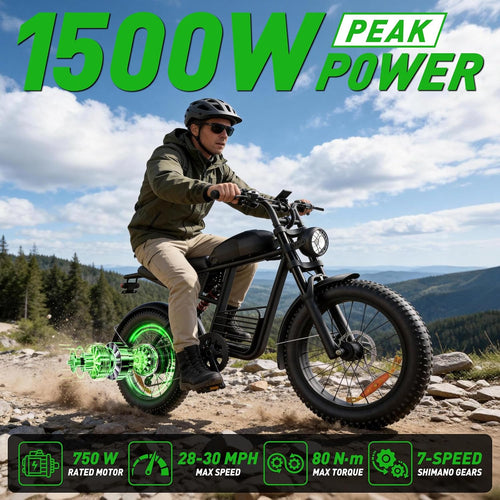 20 Inch Adult Electric Bike, 1500W/3000W Peak Motor 30-38MPH Max 50-90 Mile 15.6/18.9Ah/35Ah Battery, Motorcycle Type ebike,Shipped from USA