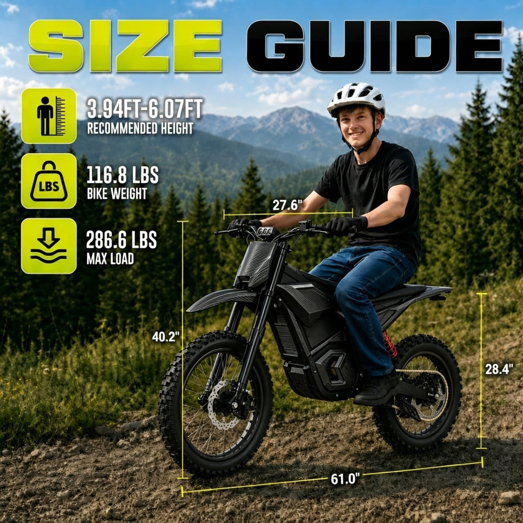 Q1 Electric Dirt Bike for Adults & Teens, 6000W Peak Mid-Drive Motor, 60 MPH Electric Motorcycle, 60V 30Ah Removable Battery, 60-Mile Range, Hydraulic Brakes & Full Suspension