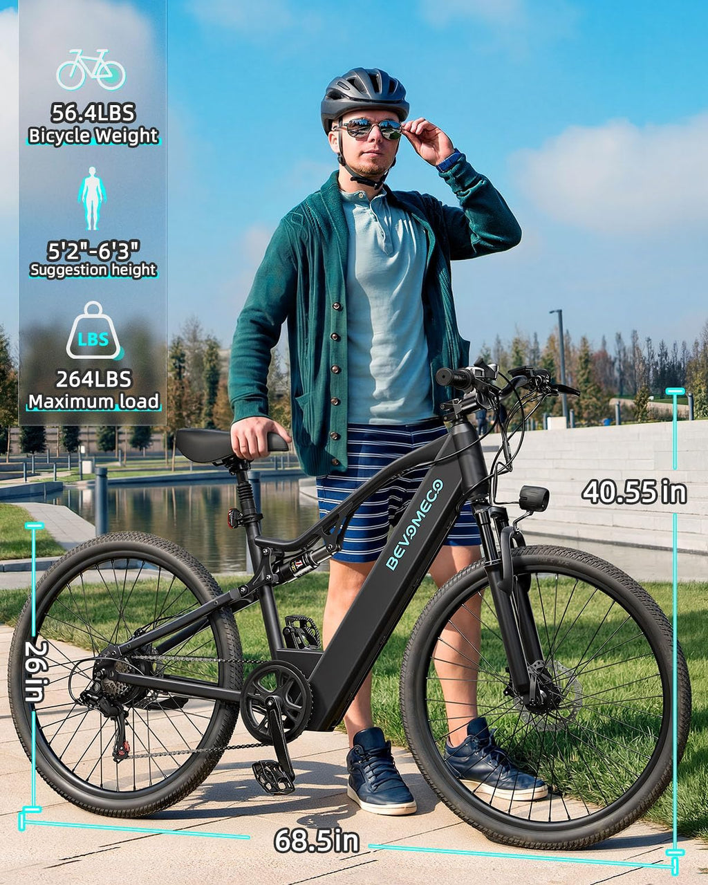 Electric Bike for Adults 500W Motor Ebike 26" Electric Mountain Bike with 6-Speed and Dual Disc Brakes 20MPH Commuter Electric Bikes All Terrain with Full Suspension System(12Ah Black)