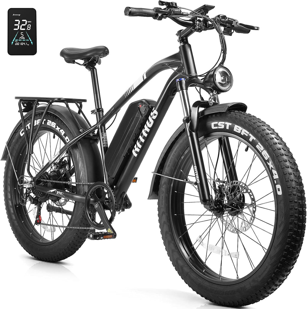 Electric Bike for Adults 26" x 4.0 Fat Tire Ebike,1000W Motor 35MPH Electric Mountain Bike,48V 17.5Ah Removable Battery Up to 80Miles,Hydraulic Brakes,7 Speed,Front Suspension,UL 2849 Certified