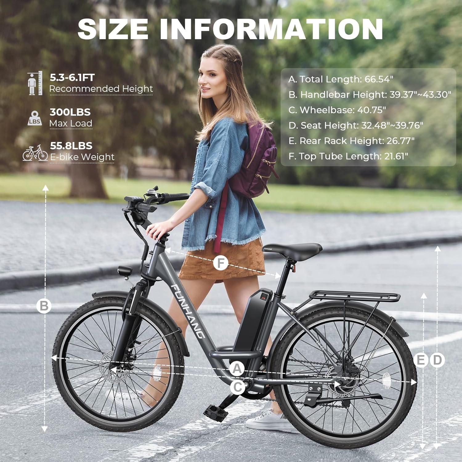 Funhang Electric Bike for Adults, 26" City Cruiser Ebike with 1000W Peak Motor, 20MPH 50 Miles Commuter Adult Electric Bicycles with 48V Battery, Adjustable Stem, 7-Speed, UL 2849 Certified