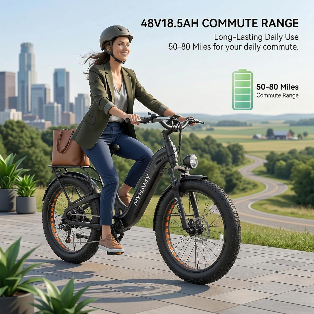 2000W Electric Bike, 35MPH Ebike for Adults 48V 18.5AH Removable Battery for 40-80 Miles, 24/26" Fat Tires Full Suspension for Off Road Commuting