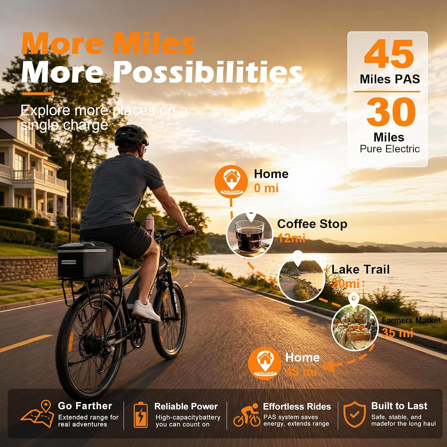 Electric Bike for Adults, 1000W Peak Mountain Ebike, Lockable Suspension Fork, 24.7 MPH, 45 Miles Range, 7 Speed, 48V 10.4Ah Removable Battery Ebike, 26" Electric Bicycle for Commuting