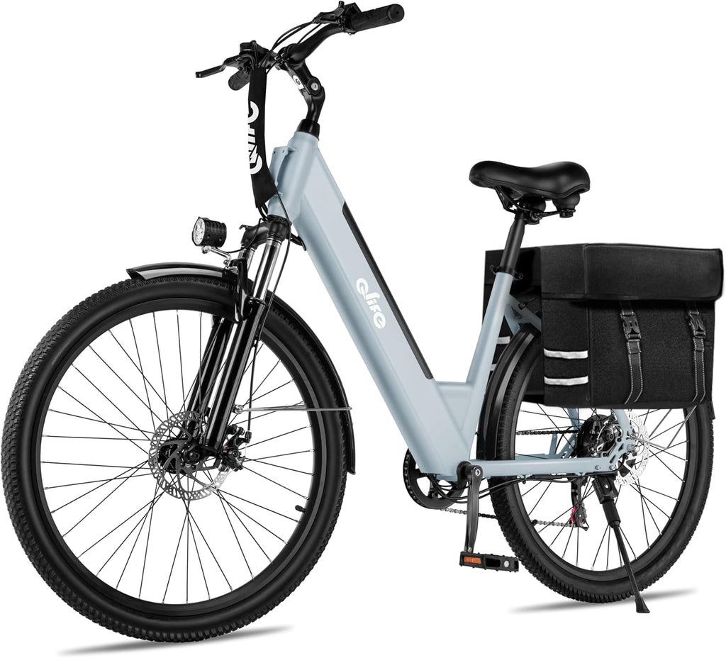 Qlife Cityone Electric Bike for Adults & Teens, Step-Through Commuter Ebike, 1000W Peak Motor, 55-Mile Range, 48V Removable Battery, 26-Inch City Tires, 7-Speed, Up to 20+ MPH