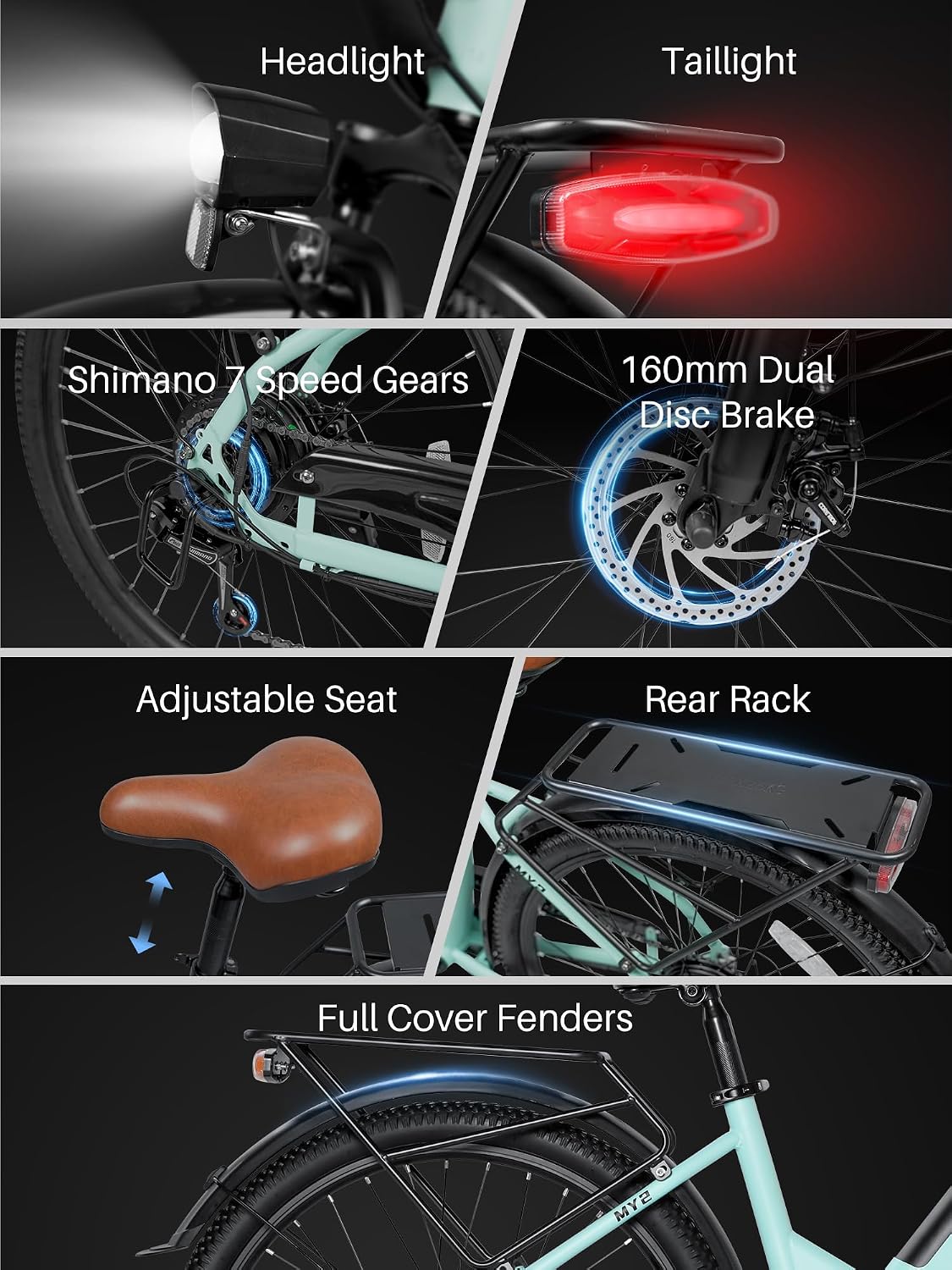 Likebike MY2 Electric Bike for Adults with 1500W Peak Motor,48V 15AH Removable Battery Max 85Miles & 28MPH,26” Electric Mountain Bike with 7 Speed Gear,Front Fork Suspension for Ebike