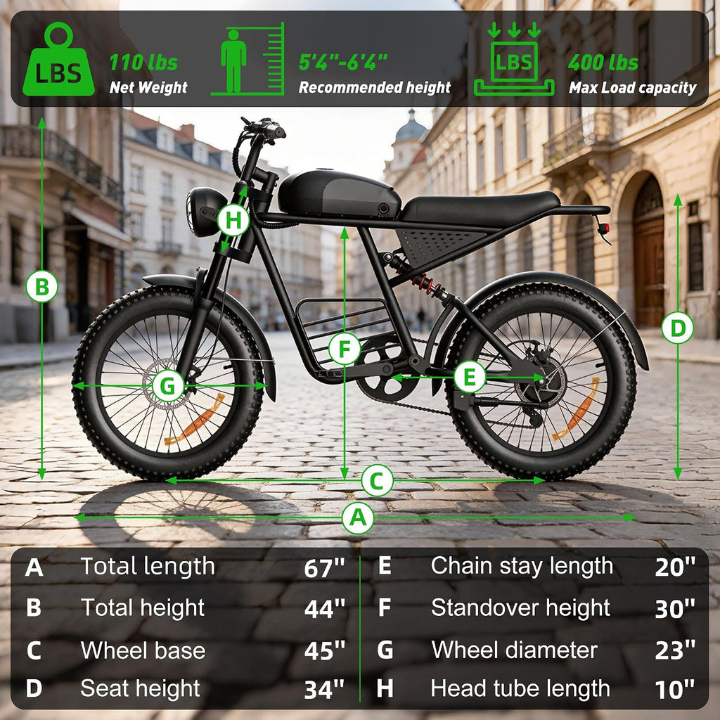 20 Inch Adult Electric Bike, 1500W/3000W Peak Motor 30-38MPH Max 50-90 Mile 15.6/18.9Ah/35Ah Battery, Motorcycle Type ebike,Shipped from USA
