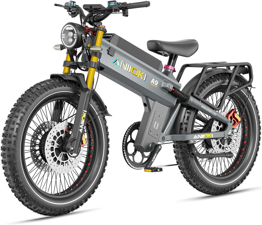 ANIIOKI 6000/7000W Dual Motor Electric Bike,46MPH 300Miles Long Range eBike,60/72V 70Ah/80Ah Battery,7-Speed,26×4.8" Fat Tire Electric Bicycles,A9 Pro Max