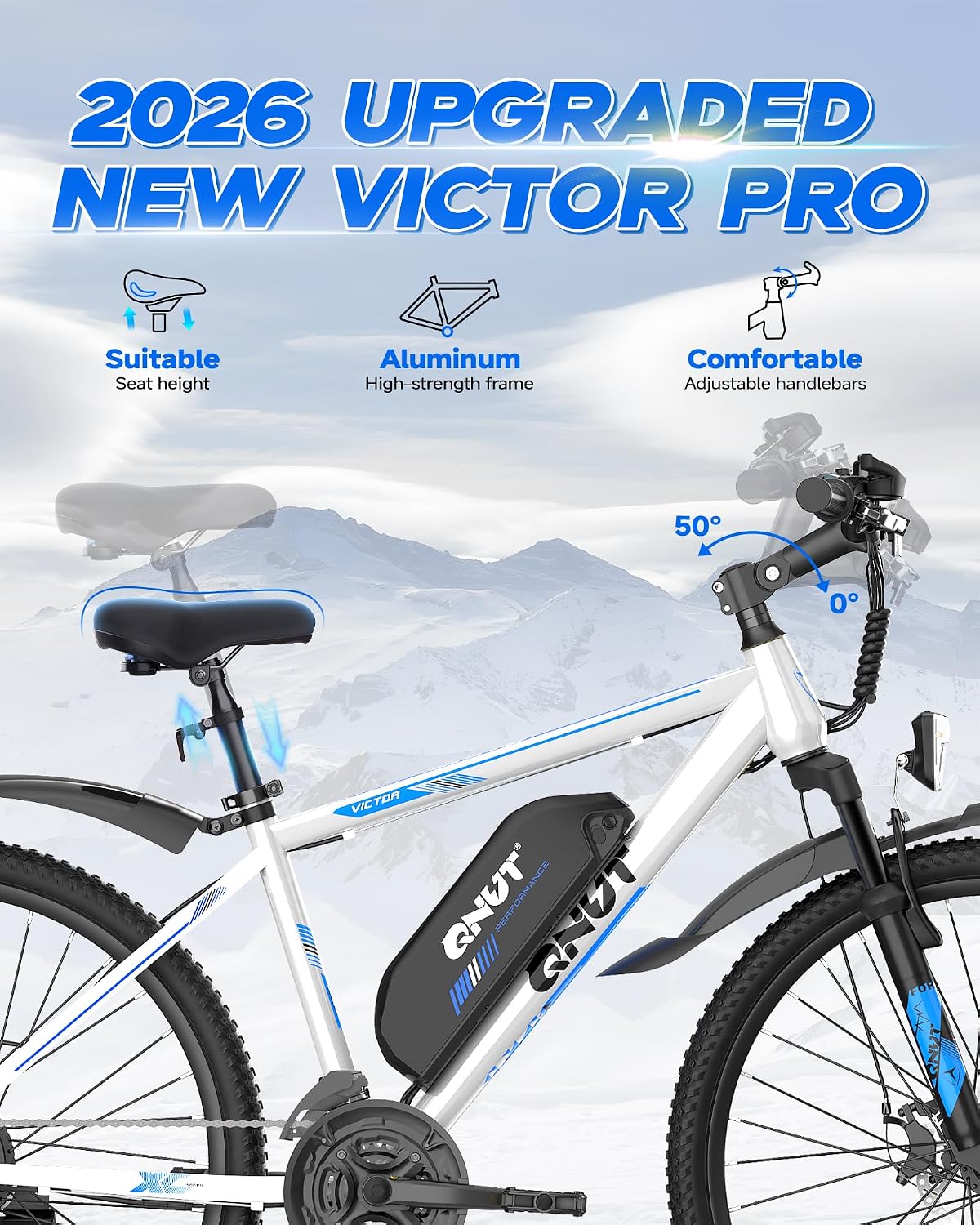 QNUT Electric Bike for Adults with Peak 1000W Motor 26" Victor Mountain Lightweight Ebike, 10.4Ah/7.8Ah Removable Battery Bicycle Up to 40-60 Miles E Bikes Commuter E-MTB for Teens Men Women, UL 2849