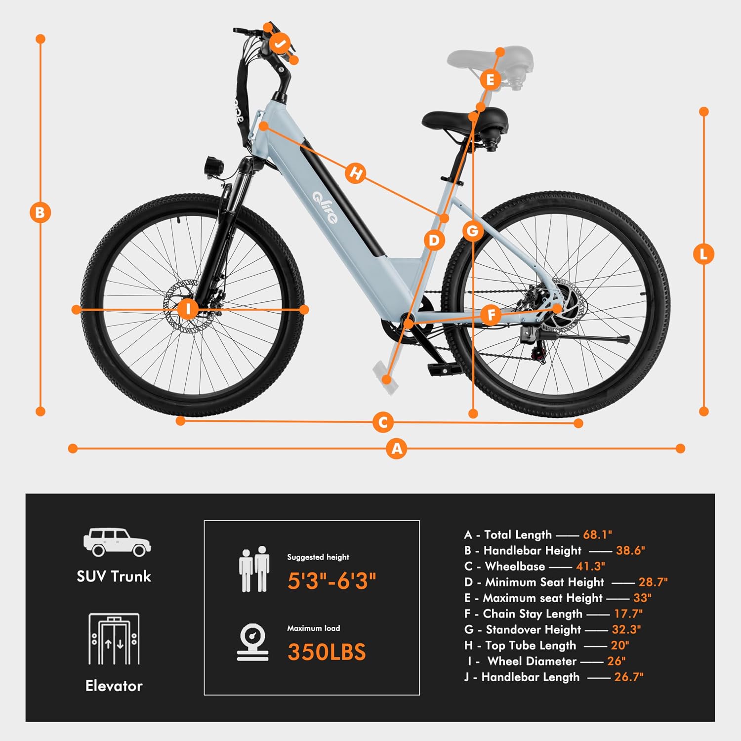 Qlife Cityone Electric Bike for Adults & Teens, Step-Through Commuter Ebike, 1000W Peak Motor, 55-Mile Range, 48V Removable Battery, 26-Inch City Tires, 7-Speed, Up to 20+ MPH