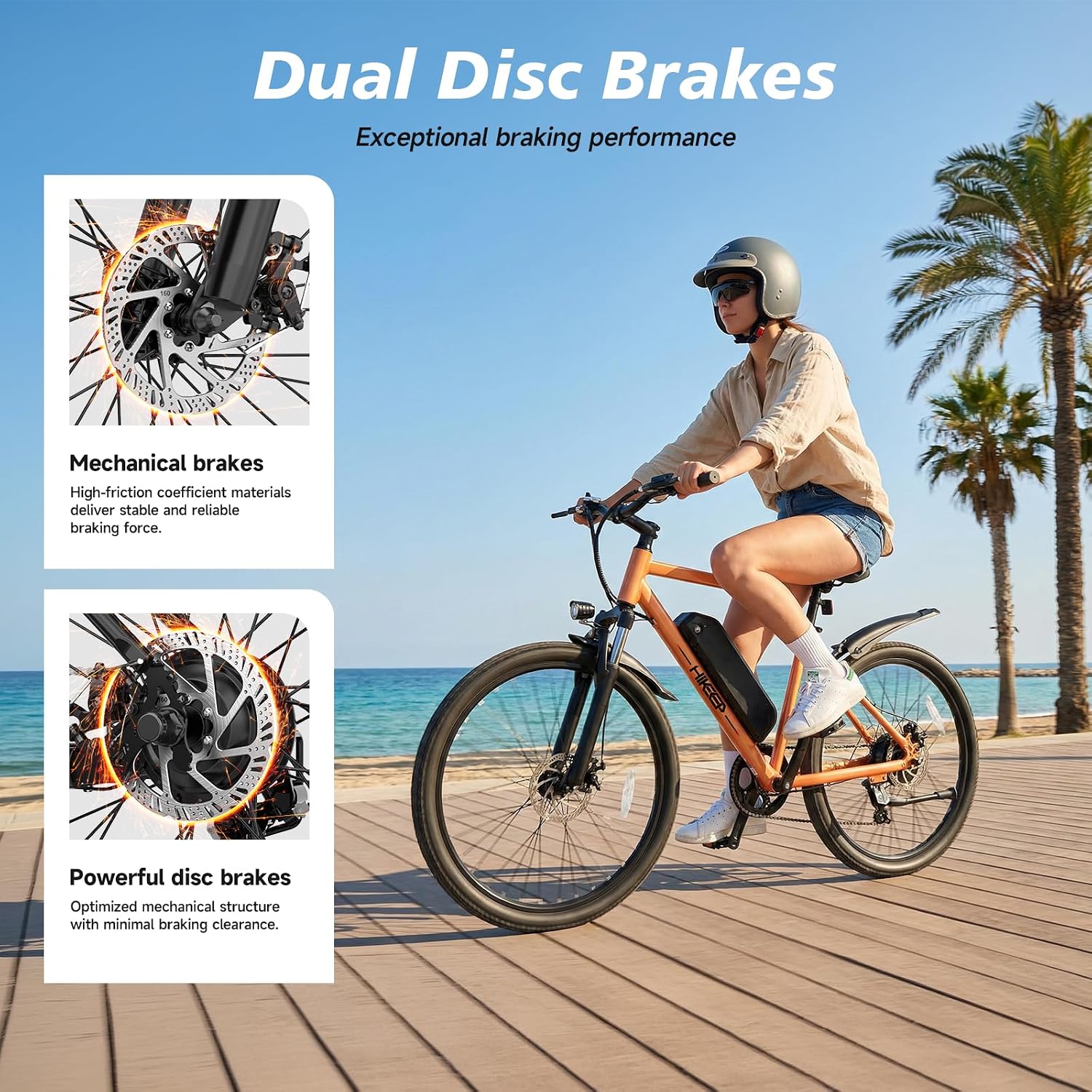 HiKeep Electric Bike for Adults - 48V Commuter E Bike with 750W Peak Motor, 26" Electric Mountain Bicycle, 374Wh Removable Battery, Up to 20MPH, Front Suspension & Dual Disc Brakes