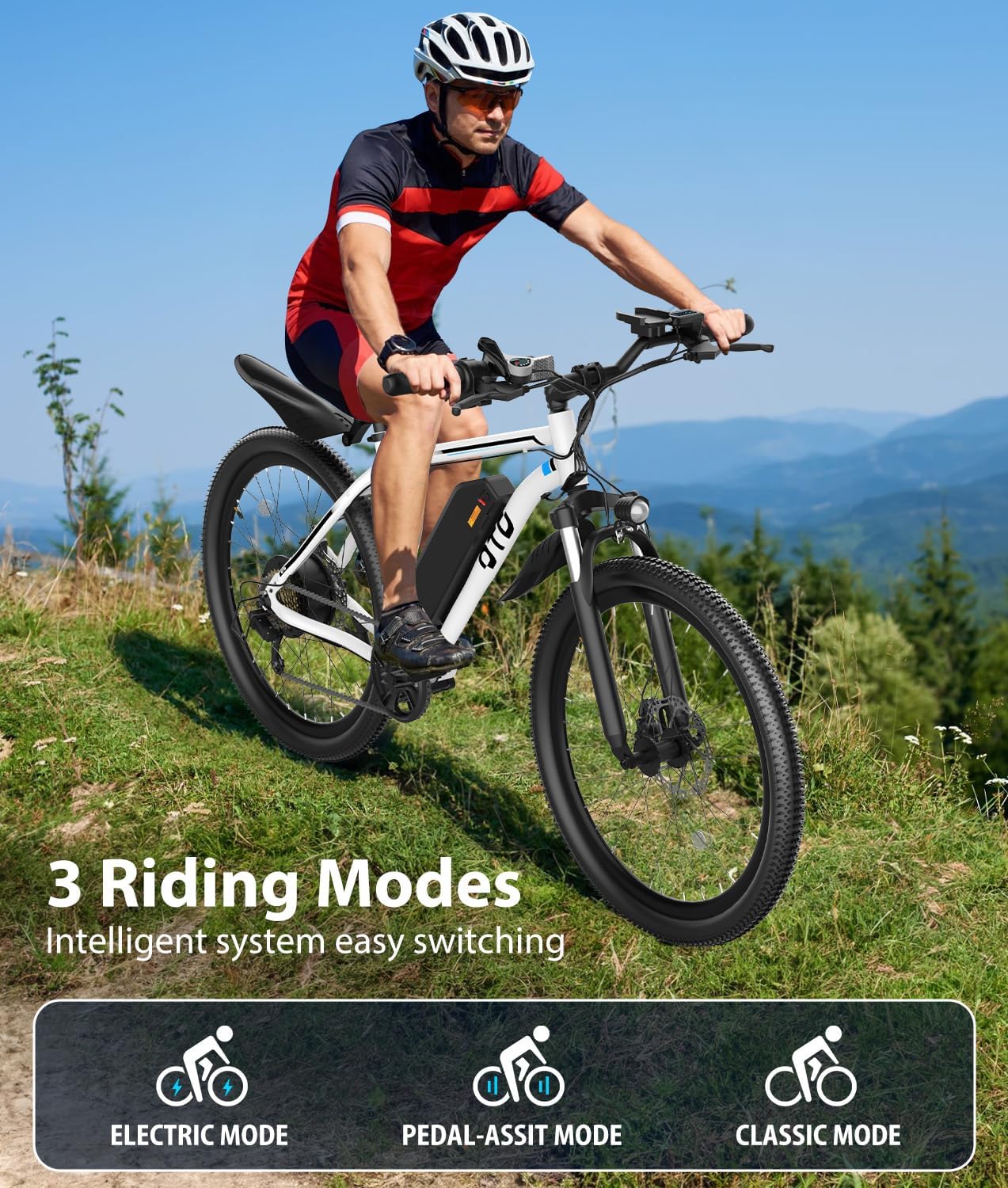 Electric Bike for Adults 1200W Peak Lightweight Mountain Ebikes,28MPH Fast Electric Bicycles,90 Miles PAS Long Range,48V 624Wh Removable Battery,7-Speed E-Bicycles