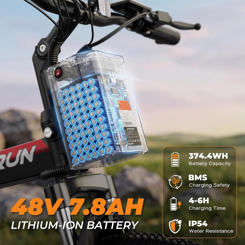 VARUN Electric Bike - 26'' Folding Ebike Peak 750W Motor 20MPH Up to 50 Miles,48V Removable Battery, All Terrain E-Bikes with Dual Disc Brakes & Full Suspension,UL2849 Certified by SGS