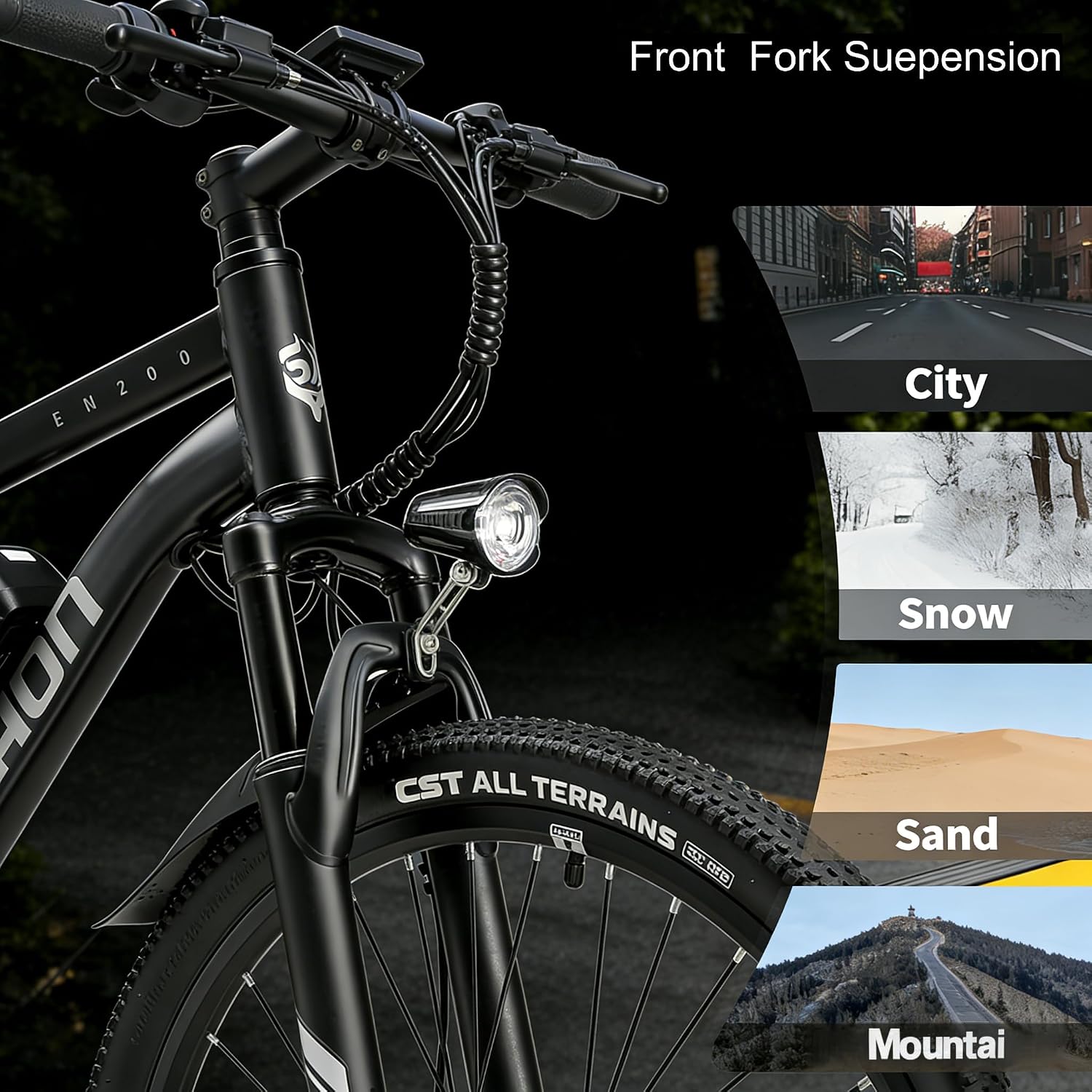 HLOIE SINOHON 26" Electric Bike for Adults, 1000W Peak Motor Mountain Ebike, 22MPH Max Speed, Up to 40 Miles PAS Range, Electric Commuter Bicycle with 374.4Wh Removable Battery, UL 2849 Certified