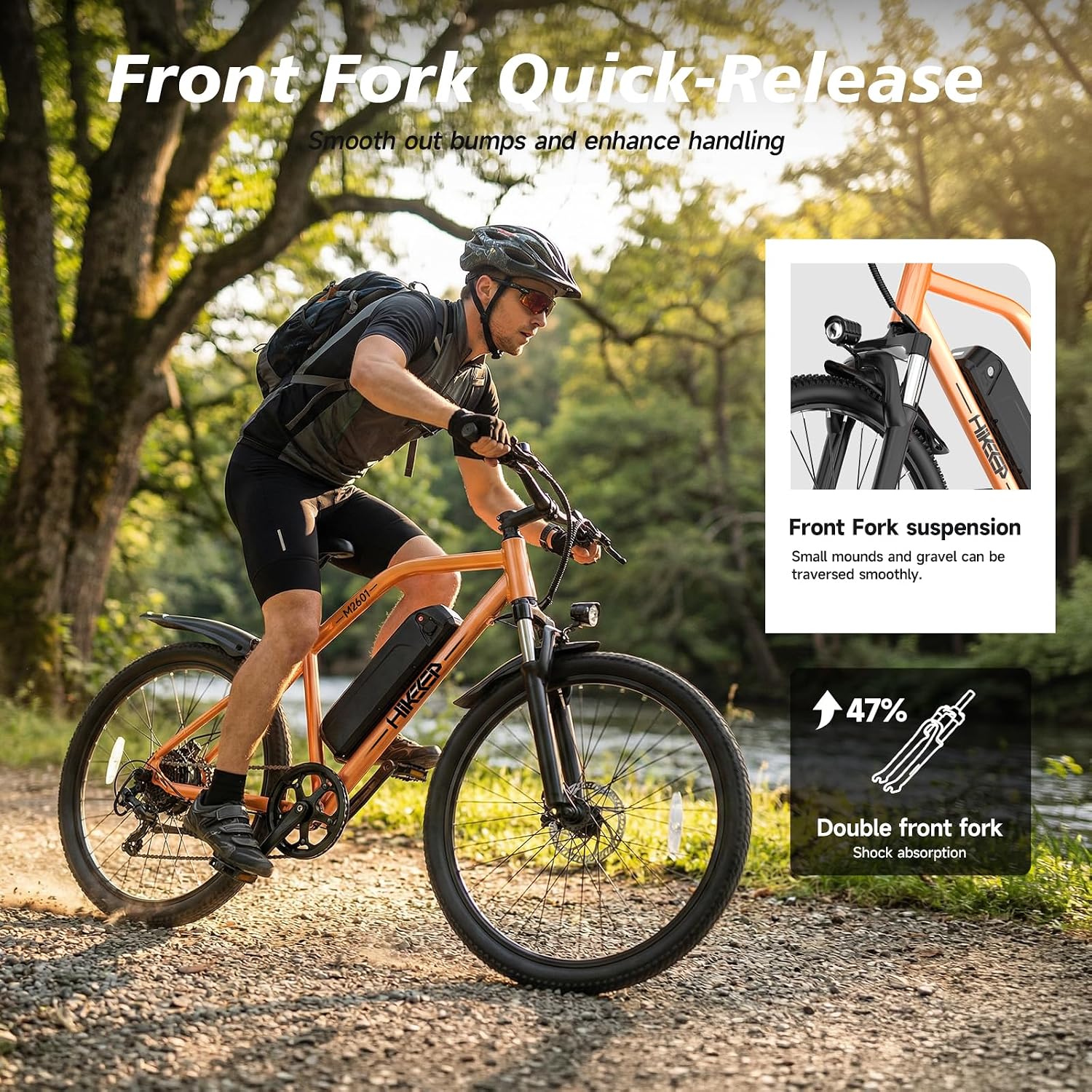 HiKeep Electric Bike for Adults - 48V Commuter E Bike with 750W Peak Motor, 26" Electric Mountain Bicycle, 374Wh Removable Battery, Up to 20MPH, Front Suspension & Dual Disc Brakes
