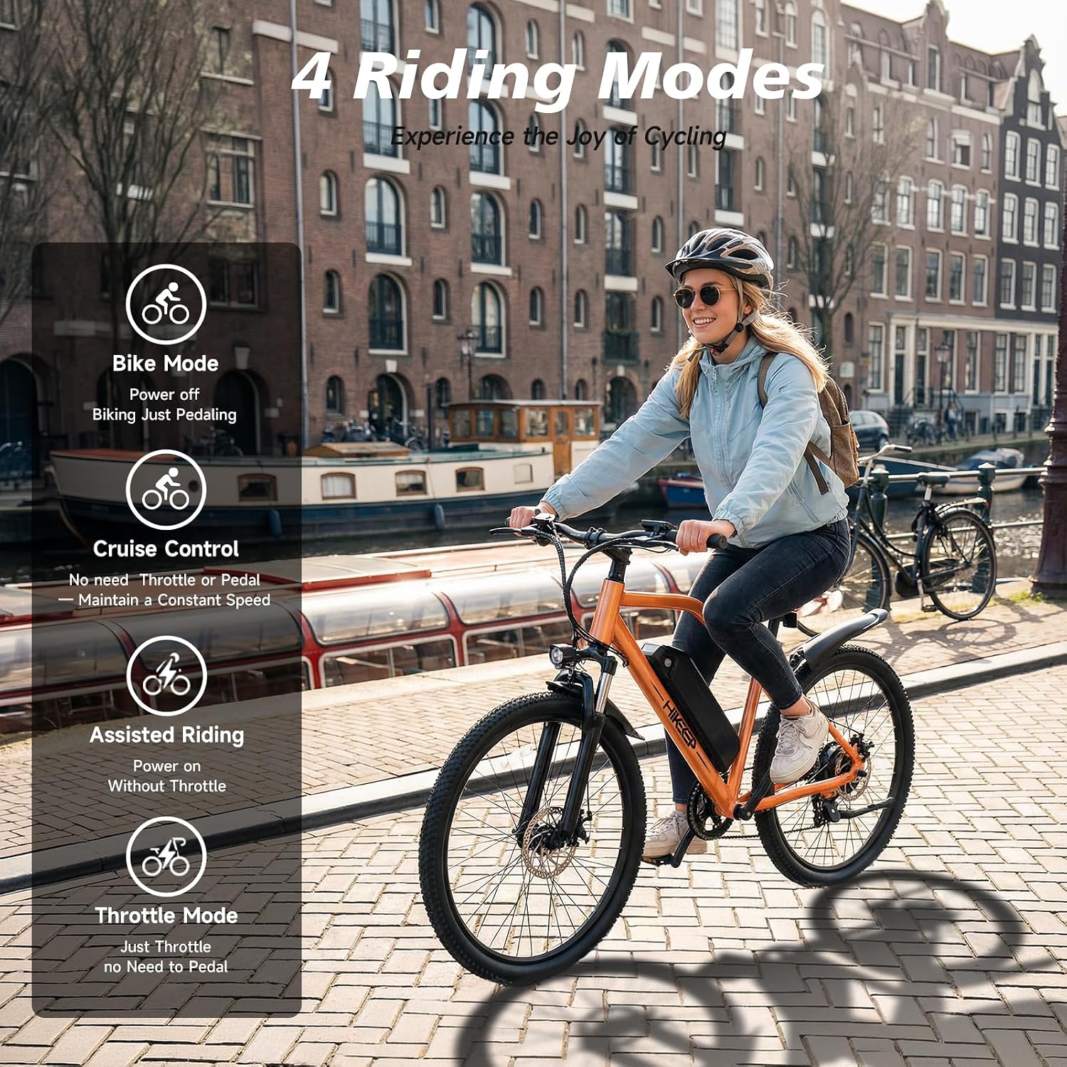 HiKeep Electric Bike for Adults - 48V Commuter E Bike with 750W Peak Motor, 26" Electric Mountain Bicycle, 374Wh Removable Battery, Up to 20MPH, Front Suspension & Dual Disc Brakes