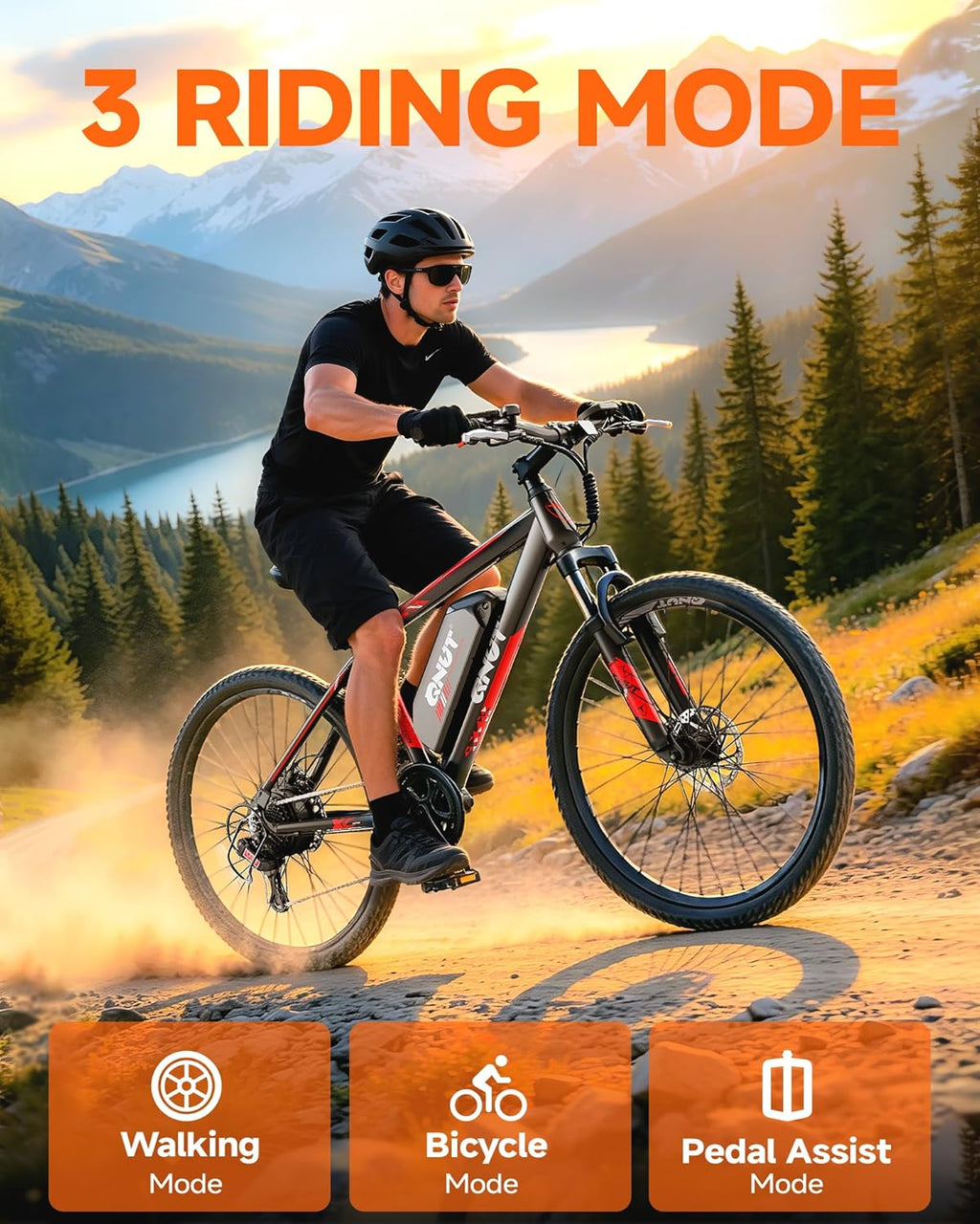 QNUT Electric Bike for Adults with Peak 1000W Motor 26" Victor Mountain Lightweight Ebike, 10.4Ah/7.8Ah Removable Battery Bicycle Up to 40-60 Miles E Bikes Commuter E-MTB for Teens Men Women, UL 2849