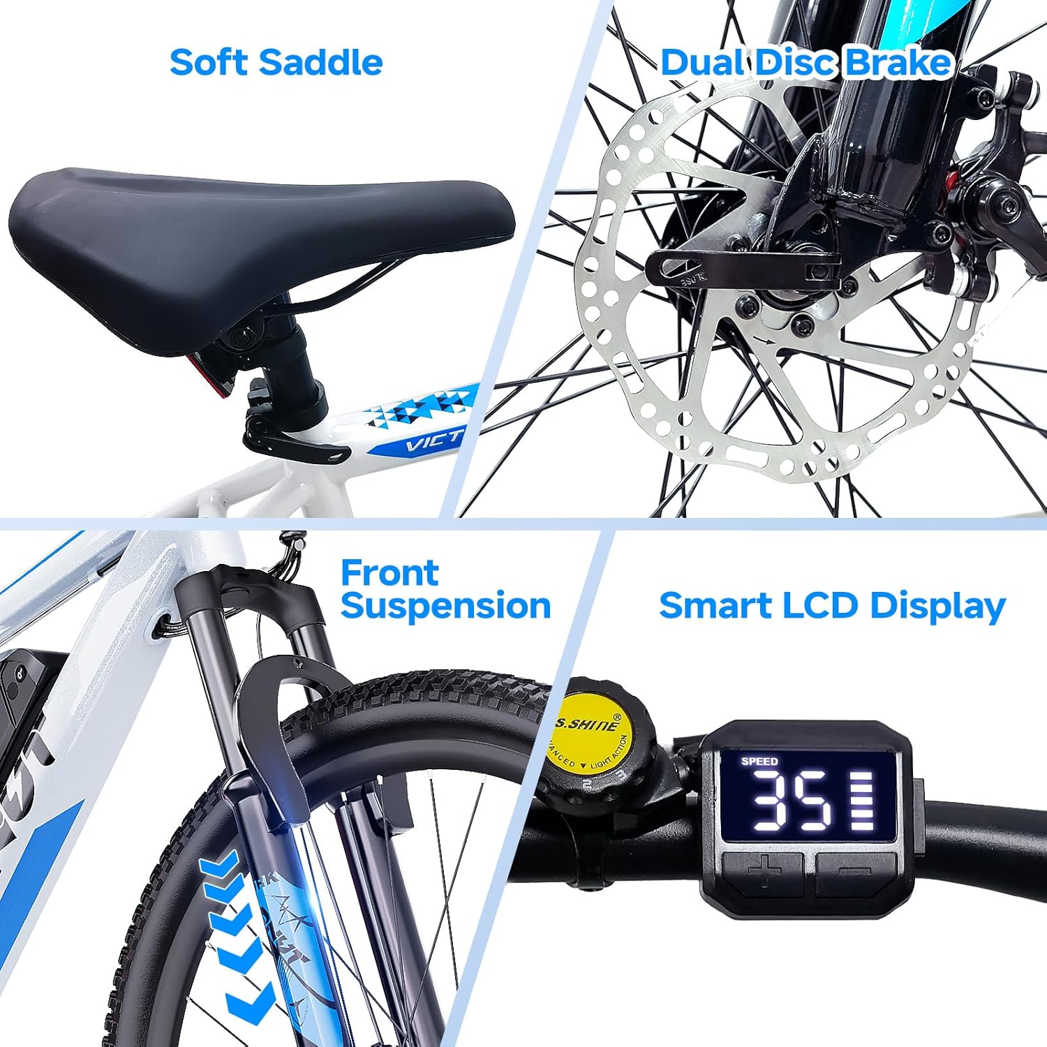 Totem Electric Bike for Adults, 750W Peak 26" Ebike for Men Women Teens with 375WH Babttery 21 Speed 20Mph, Up to 40Miles Front Suspension, Commuting E-Bike Mountain Bicycle