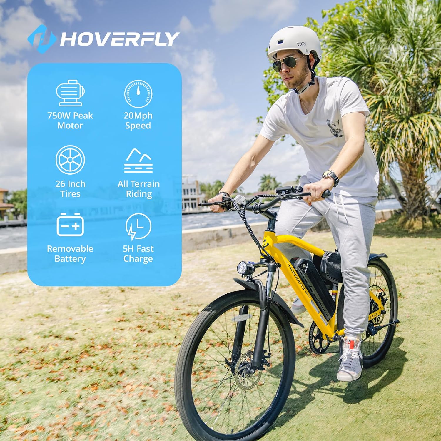 Hoverfly 16"/26" Adults Electric Bike, Max 28/40 Miles & 15.5/20Mph Speed | 500W/750W Peak Motor, Removable Battery, UL2849 Certified, Front Suspension, Dual Disc Brakes, Electric Bicycle for Commuting
