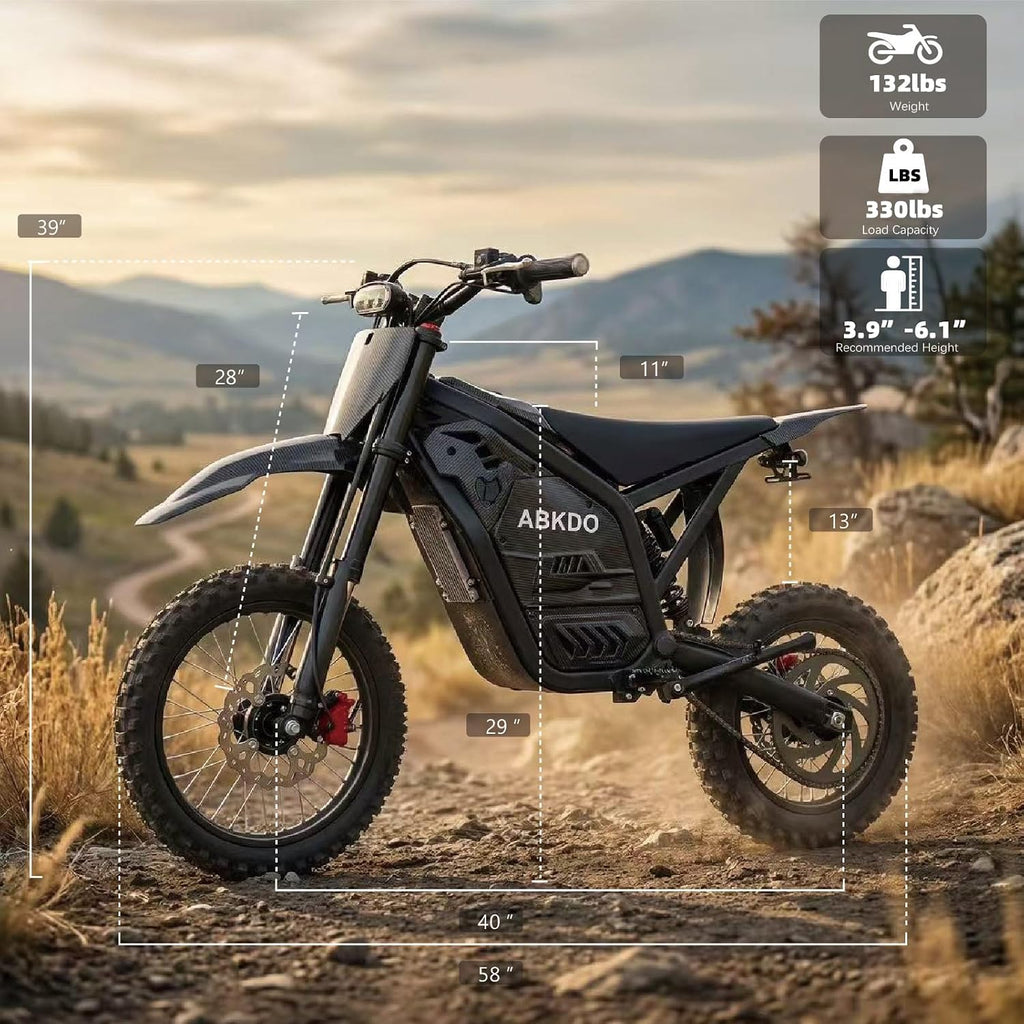 4000W Peak Electric Dirt Bike for Teens Adults, 45 MPH Max Speed, 40 Miles Range, 48V 23Ah Removable Battery, 14" Front/12 Rear Tires,Reverse Function,with Phone Holder & Disc Lock