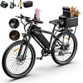 Adult Electric Bike, Peak 1000W Ebike, 48V 10AH Removable Battery, 45 Miles PAS Range, Lockable Suspension Fork, 26" Mountain Commuter Ebike with Cup Holder, Waterproof Phone Bag & Rear Bag