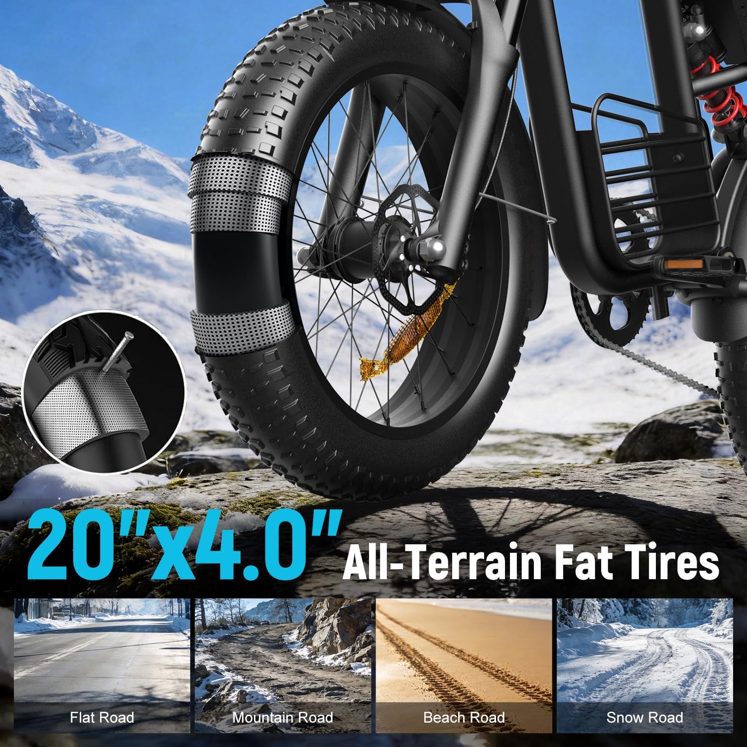 Electric Bike for Adults Bicycle - 3000/1500/1000W Peak 48V Battery, 40-90 Miles e-Bike, 20" Fat Tire All-Terrain, Adult Electric Bicycle for Trail, Mountain & Outdoor Adventure