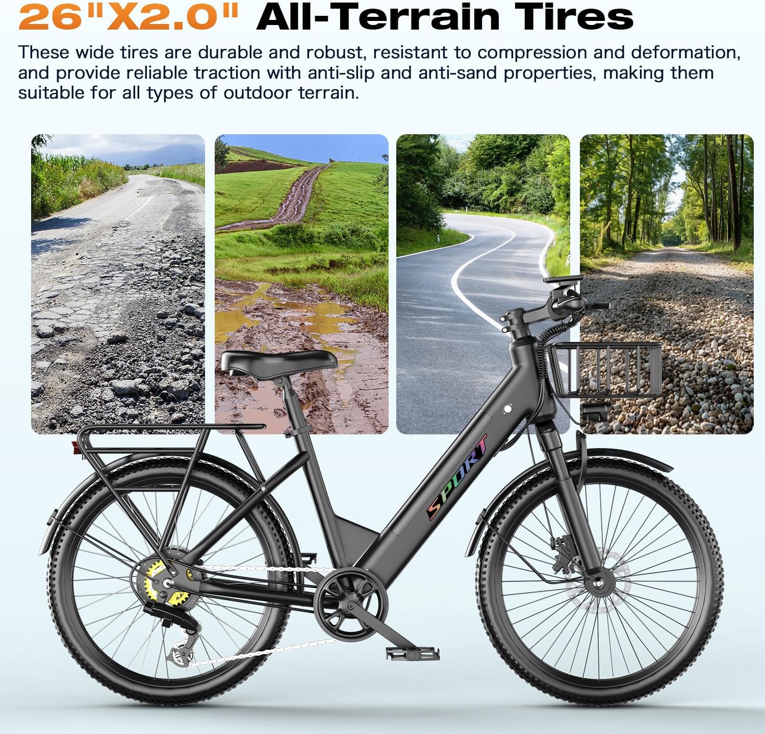 ASKGO Electric Bike for Adults with 1500W Peak Motor, 25MPH 65Miles Electric Mountain Bike with 48V 10AH Removable Battery, 26" Commuting Ebike with 7 Speeds Front Suspension
