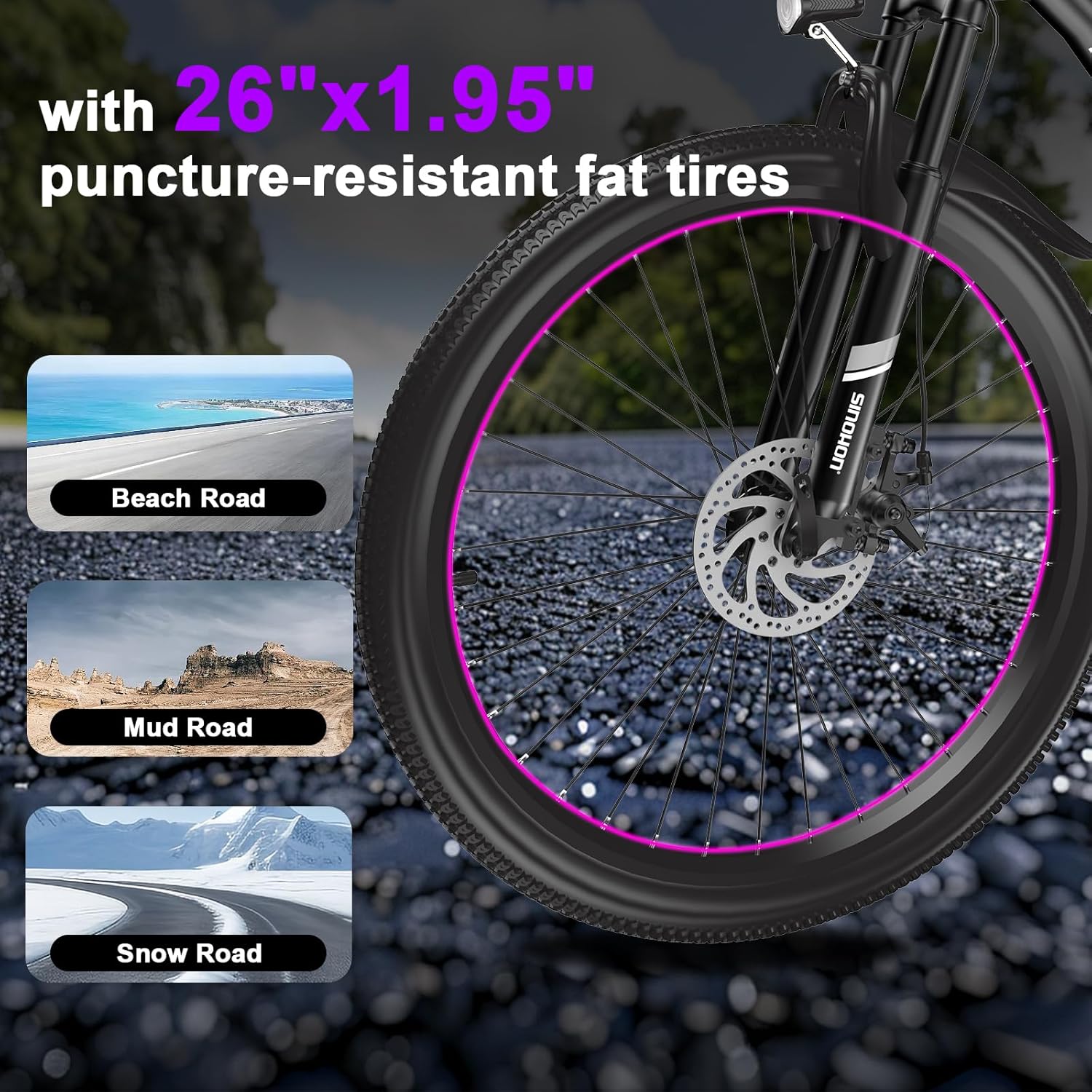 Electric Bike for Adults, 26" E-Bike with 750W/500W Peak Motor & UL 2849 Certified Battery, 37+ Miles Range, 7-Speed, Front Suspension, 20MPH