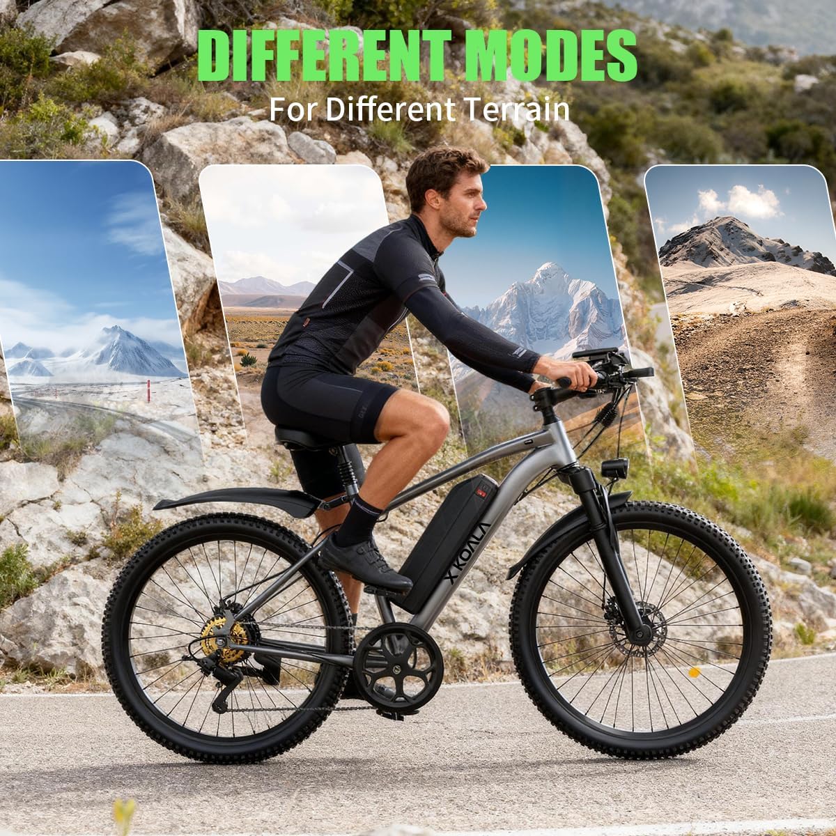 26'' Electric Bike for Adults 1500W Peak Motor 55 Miles Long Range 25MPH Commuter E-Bike with 7 Speed Gears Waterproof Pedal Assist UL2849 Electric Mountain Bicycle for Men