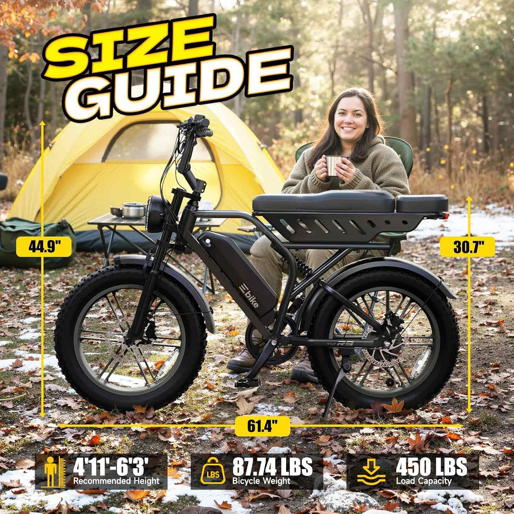TST Electric Bike for Urban Cycling, 48V 15Ah Battery, 20"x4" Fat Tire | 1500W Peak Motor, Dual Suspension ,7-speed Gears, 3 Working Modes, Suitable for Commuters and Beginner Cyclists, Powerful