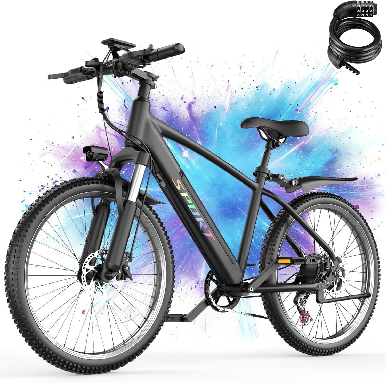 Electric Bike for Adults, 26" Tires E-bike with 48V 12Ah Removable Battery, 1500W Peak Ebike, Up to 65 Miles 25MPH, 7-Speed Electric Mountain Bike, Electric Bicycle for Commute, Front Fork Suspension