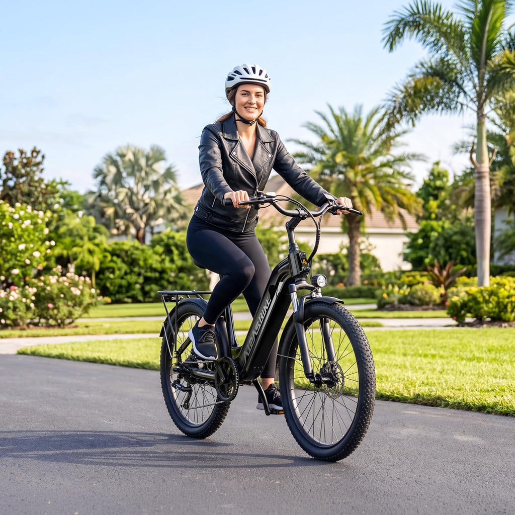 Aipas C1 Max Electric Bike for Adults Commuter, 85 Miles Long Range Ebike with 1100W Peak Motor, 24" All Terrain Electric Bicycle with 48V Removable Battery, Adjustable Suspension, 500LB Capacity