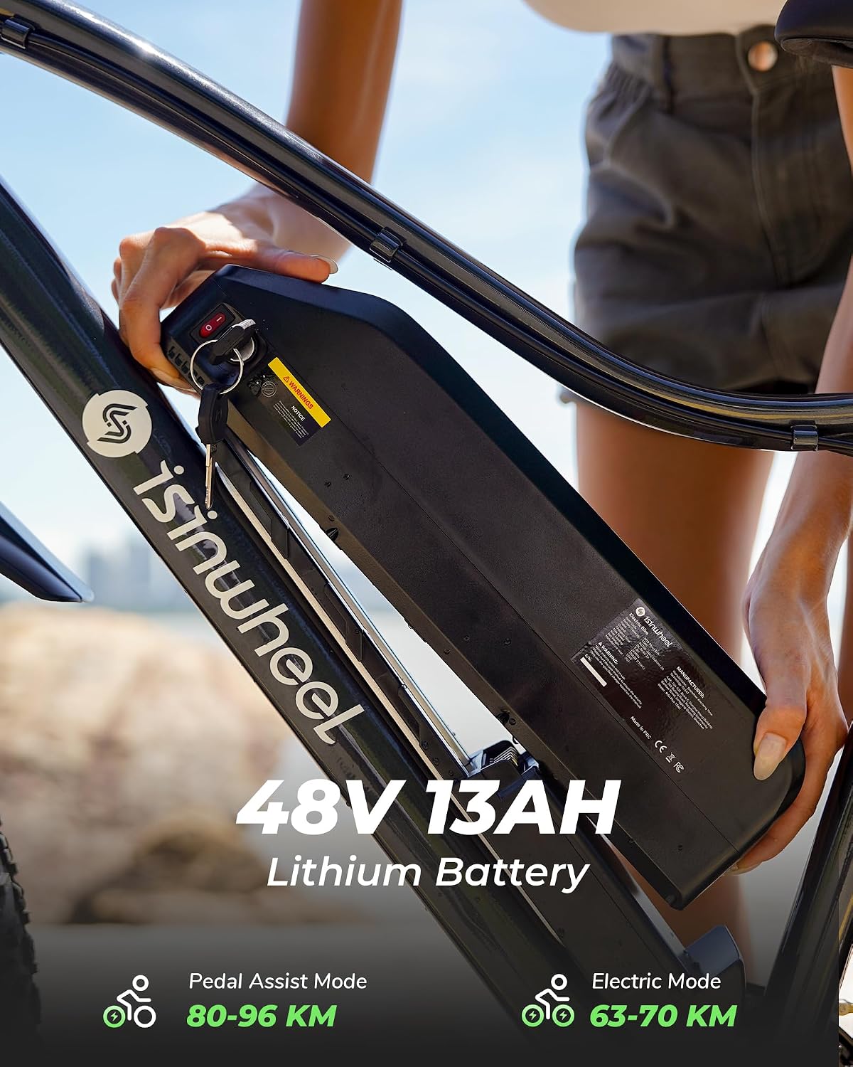 Isinwheel M10Plus Electric Mountain Bike for Adults, 26"*4.0 Fat Tire Ebike with 48V 13Ah Removable Battery, 1000W Peak Motor Electric Bicycle, 120KM Pas Range & 45KM/H Speed, 7 Speed for Snow