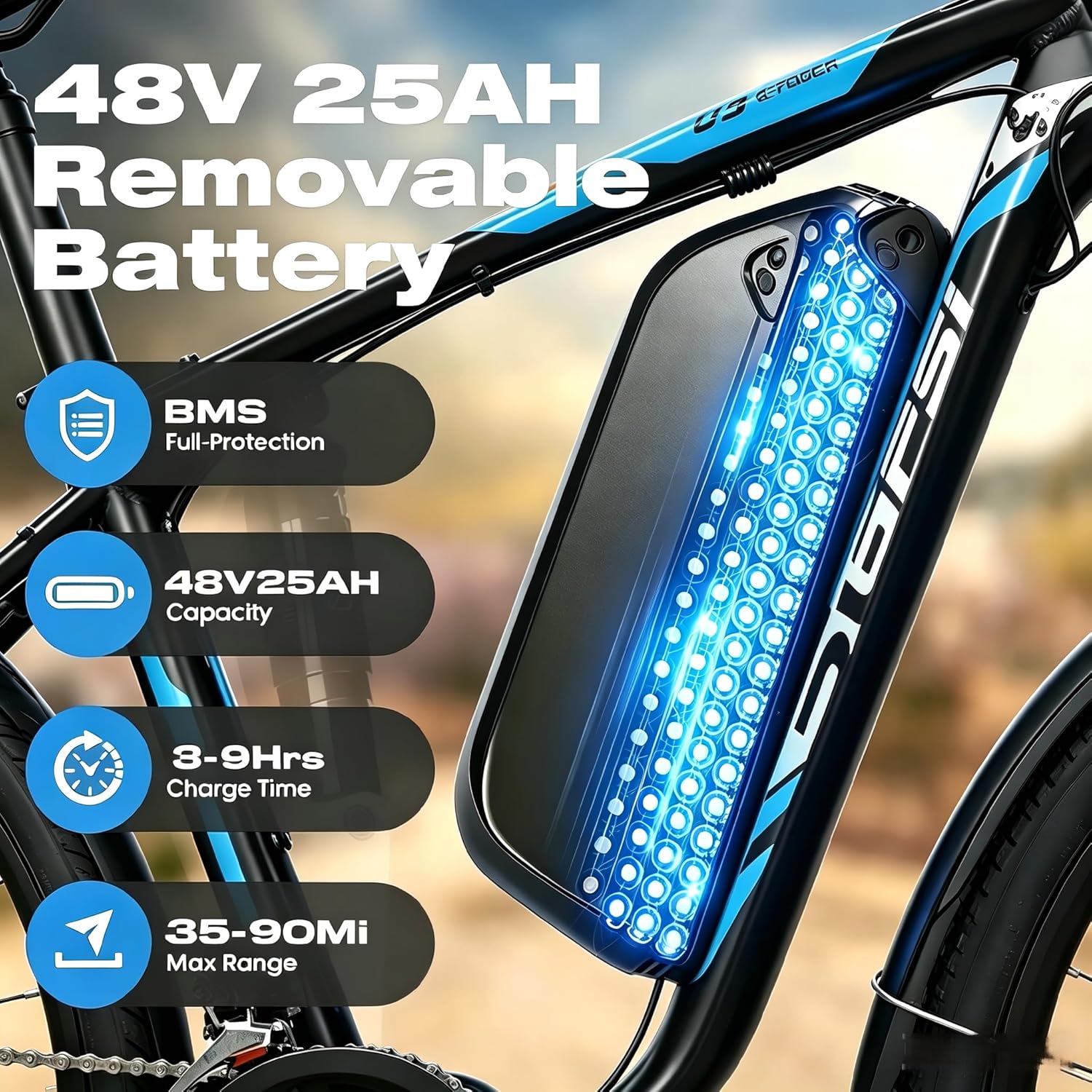 AWD Electric Bike for Adults, 48V 25AH Removable Battery, Peak 4000W Power 26” Fat Tire Ebike, Dual Motor Electric Bicycles, Fast Dual Hydraulic Brakes 7-Speed All Terrain E-Bikes