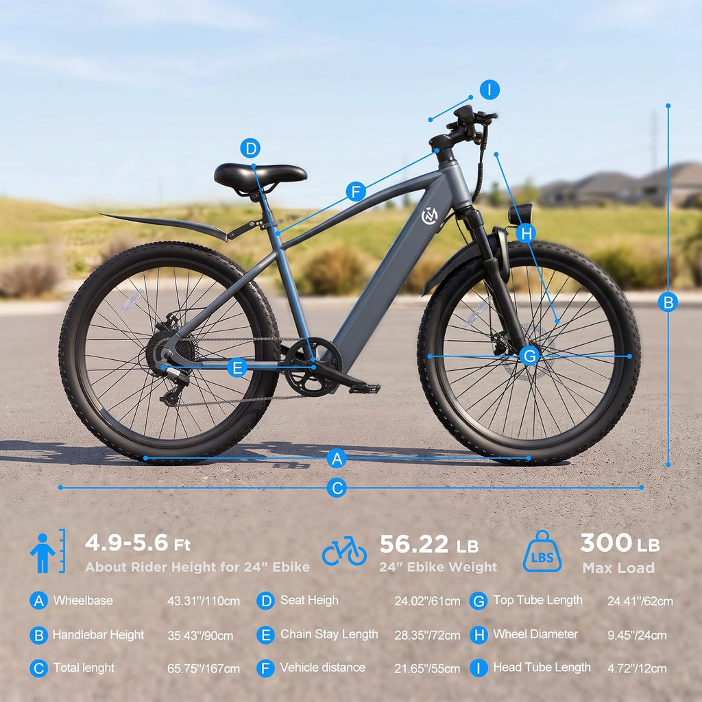Electric Bike for Adults and Teens, 1000W Peak Motor, 22 Mph 42 Miles Ebike | 24'' Electric Mountain Bike, 5-Speed Pedal-Assist Modes, Range30/50 Miles, Dual Disc Brakes Eletric Bike with 7-Speeds