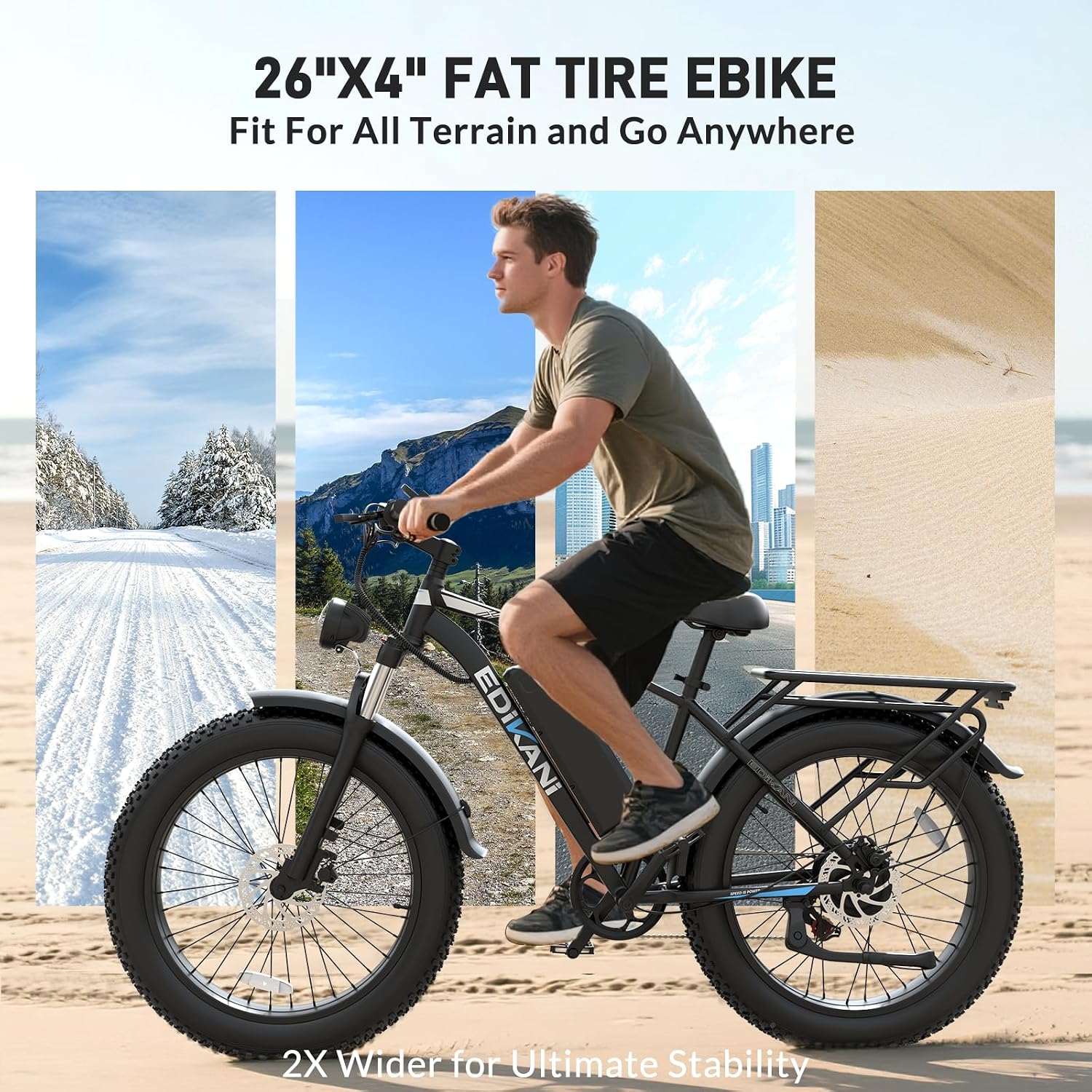 EDIKANI S01 26" Electric Bike for Adults, Peak 2000W 34MPH Fast E Bike for Men, 1104WH 100 Miles Fat Tire Ebike for Adults Electric, E Bicycle for Commuter with Brake Light & Turn Signals