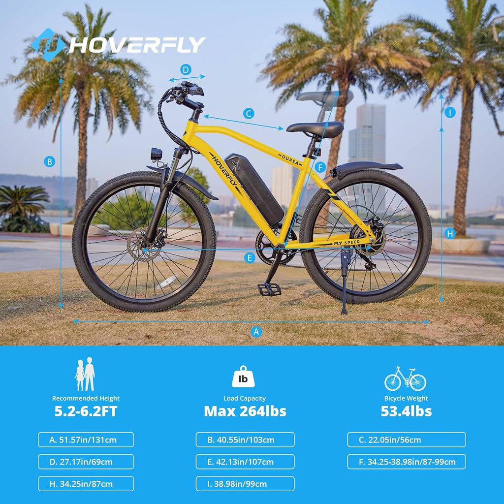 Hoverfly 16"/26" Adults Electric Bike, Max 28/40 Miles & 15.5/20Mph Speed | 500W/750W Peak Motor, Removable Battery, UL2849 Certified, Front Suspension, Dual Disc Brakes, Electric Bicycle for Commuting