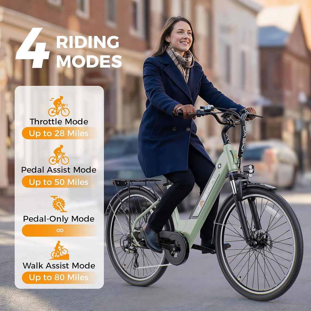 Jasion Roamer/ST Electric Bike for Adults, 26" Commuter Ebike 1200W 528WH Removable Battery, 28MPH 40-62miles, Electric Bicycles for Women/Man, UL2849 Certified