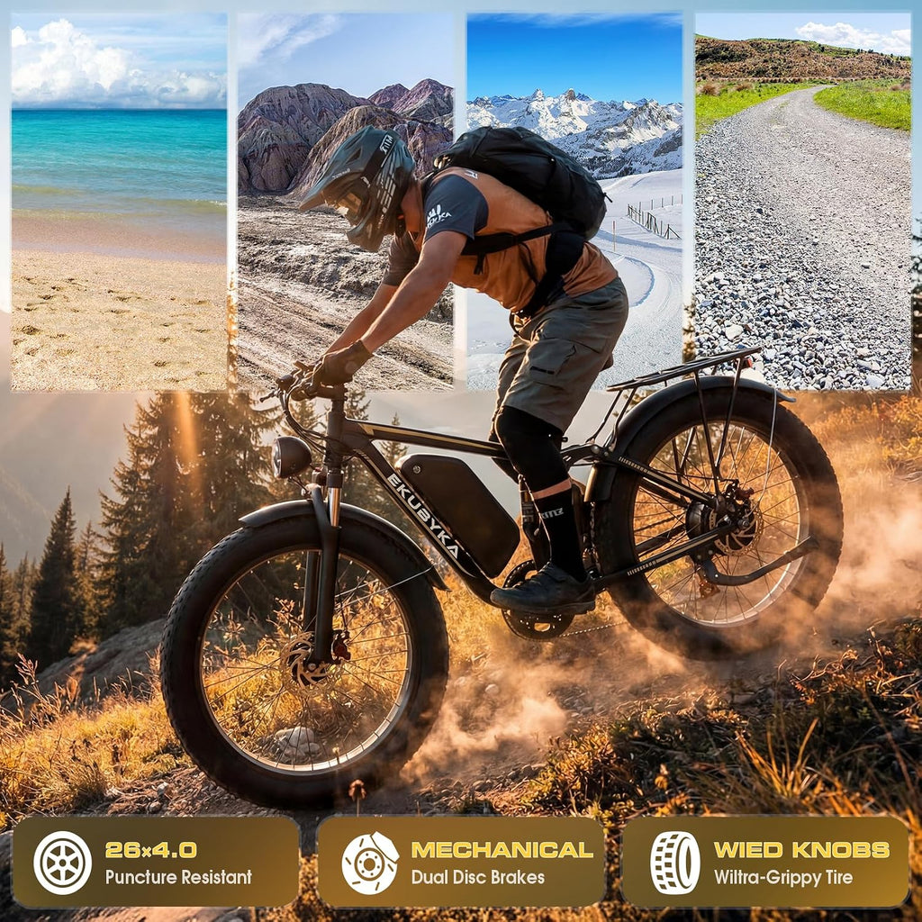 9000W Dual Motor Electric Bike for Adults, 48MPH Fast Full Suspension Ebike, 52V 36Ah Removable Battery for 120 Miles Range, 26 Inch Fat Tire Dual Shock All-Terrain E-Bike, 400lbs Capacity