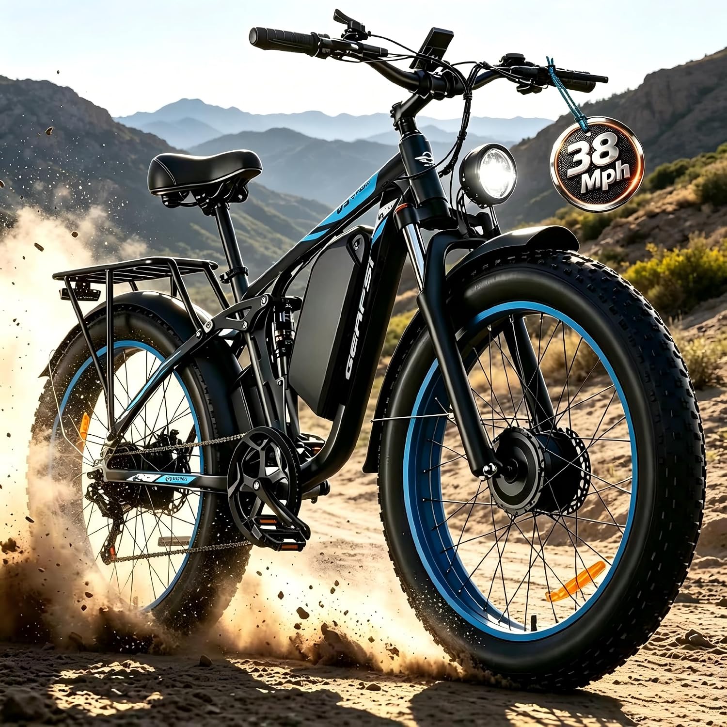 AWD Electric Bike for Adults, 48V 25AH Removable Battery, Peak 4000W Power 26” Fat Tire Ebike, Dual Motor Electric Bicycles, Fast Dual Hydraulic Brakes 7-Speed All Terrain E-Bikes