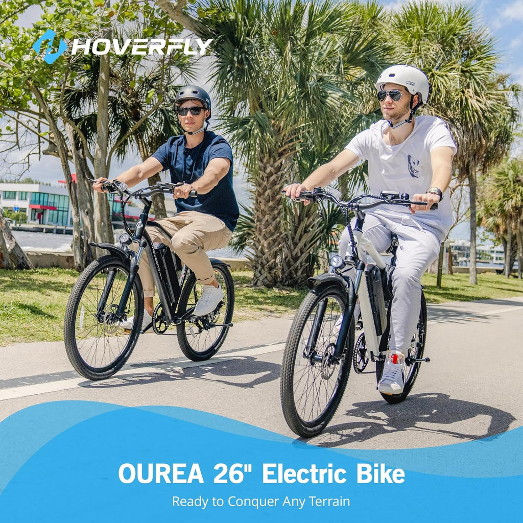 Hoverfly 16"/26" Adults Electric Bike, Max 28/40 Miles & 15.5/20Mph Speed | 500W/750W Peak Motor, Removable Battery, UL2849 Certified, Front Suspension, Dual Disc Brakes, Electric Bicycle for Commuting