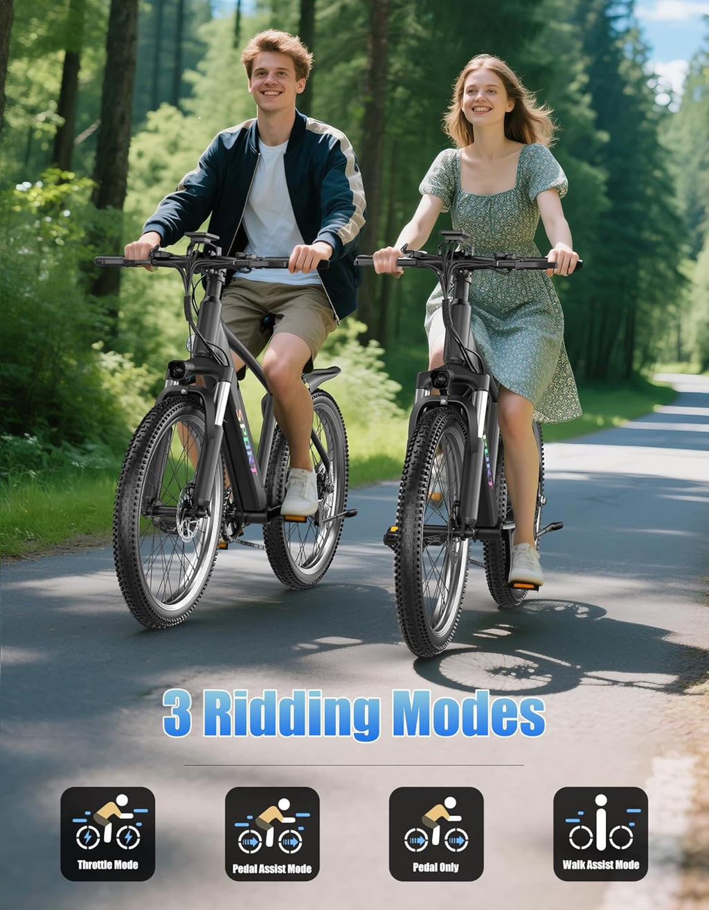 Electric Bike for Adults, 26" Tires E-bike with 48V 12Ah Removable Battery, 1500W Peak Ebike, Up to 65 Miles 25MPH, 7-Speed Electric Mountain Bike, Electric Bicycle for Commute, Front Fork Suspension