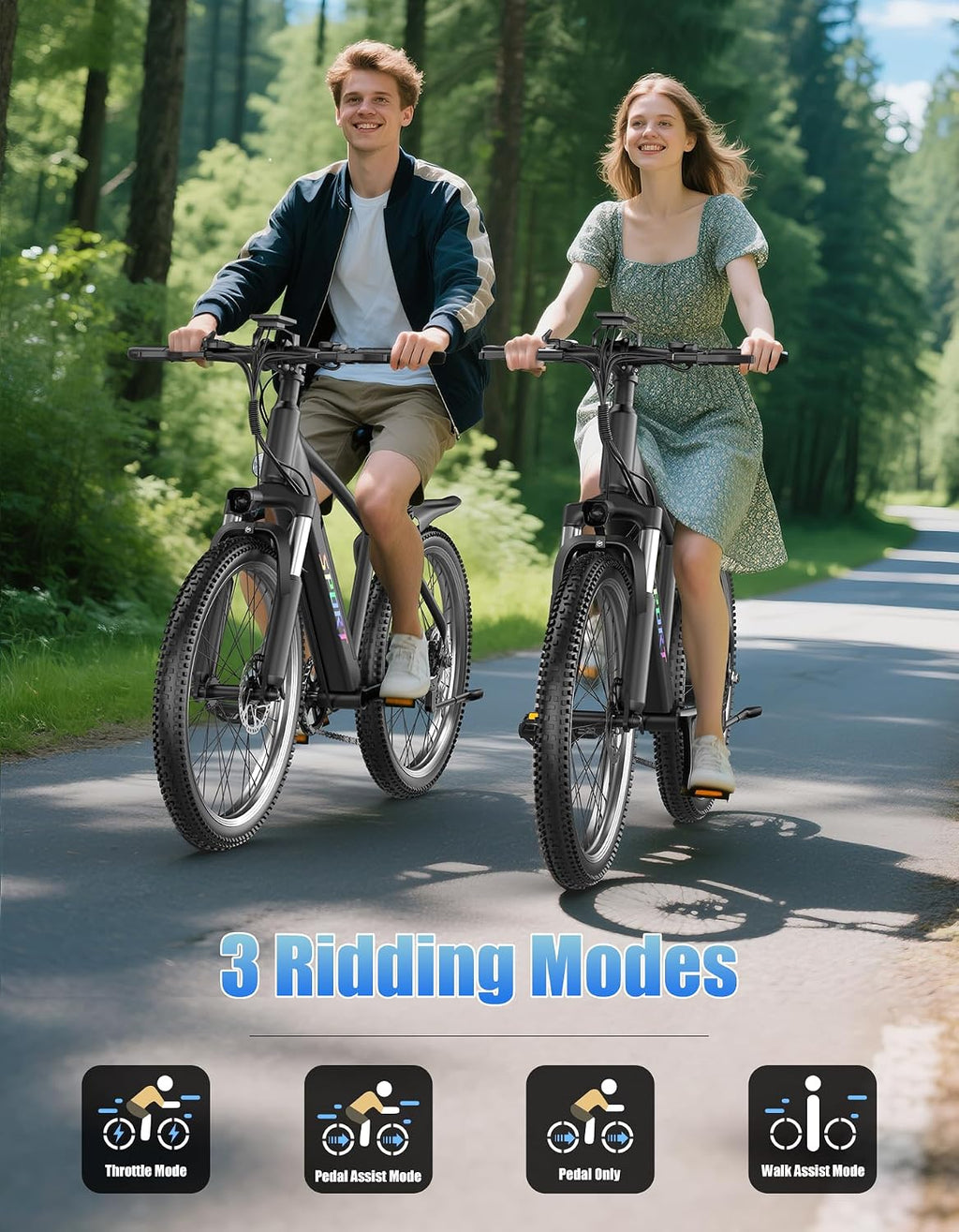 Electric Bike for Adults, 26" Mountain Ebike, 7-Speed, 1500W Peak, Up to 65 Miles 25MPH, Electric Bicycle with 48V 12Ah Removable Battery, Lightweight E-Bike for Commute Campus, Front Fork Suspension