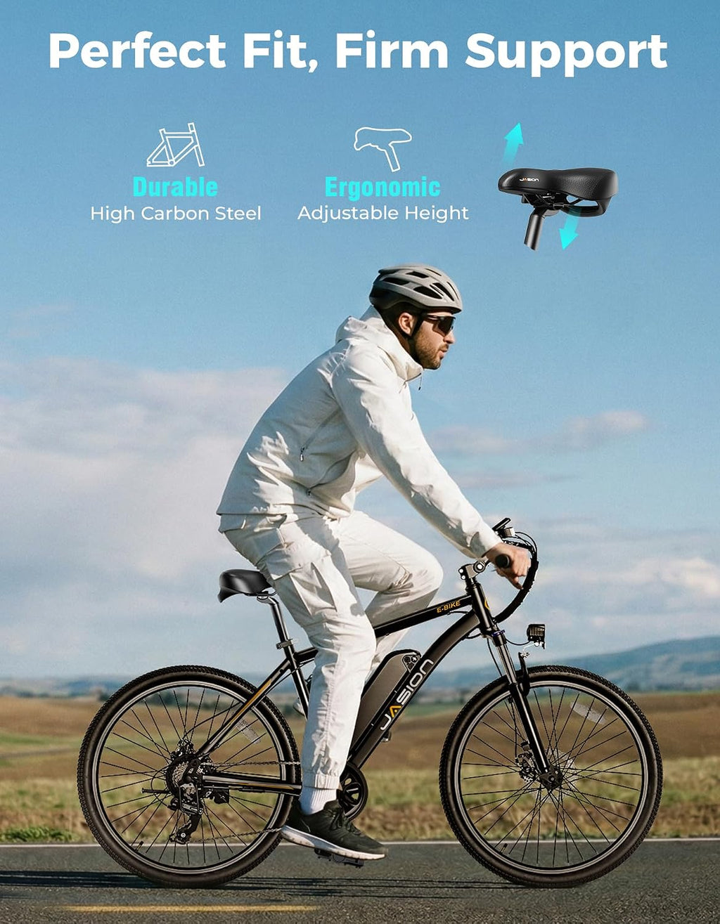 Jasion EB5 26" Electric Bike for Adults,1000W Peak Motor E Bike,Max 40Miles Mountain Ebike,Removable Battery Commuting Electric Bicycle with 7-Speed,Front Shock Suspension E-Bike