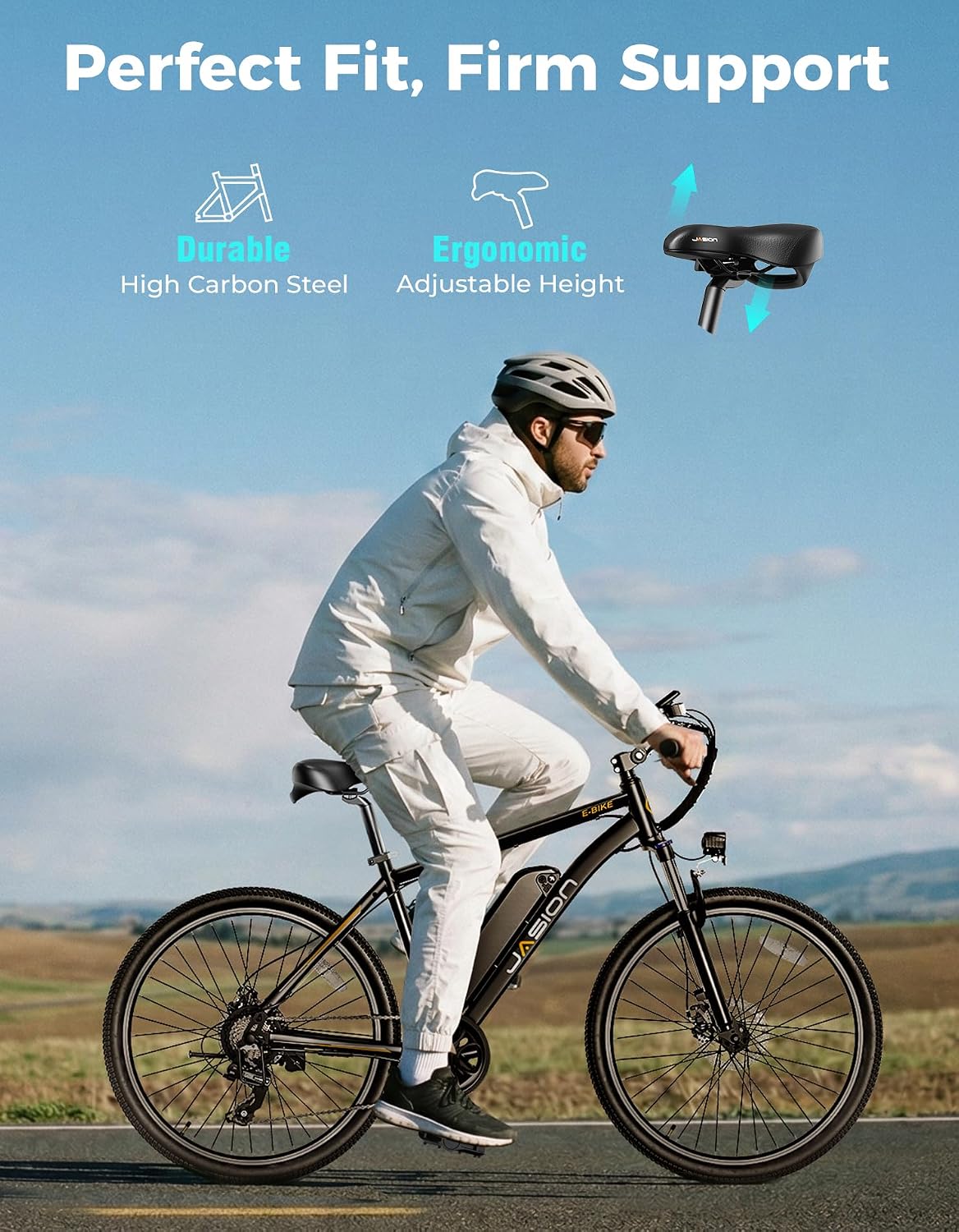 Jasion EB5 26" Electric Bike for Adults,1000W Peak Motor E Bike,Max 40Miles Mountain Ebike,Removable Battery Commuting Electric Bicycle with 7-Speed,Front Shock Suspension E-Bike